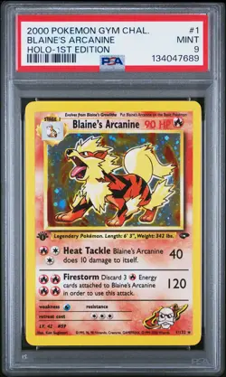 Blaine's Arcanine 1/132 1st Edition Gym Challenge Pokemon PSA 9 *689 - Image 1