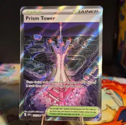 Pokemon TCG Prism Tower 111/111 Crimson Invasion Secret Rare Holo Full Art - Image 1