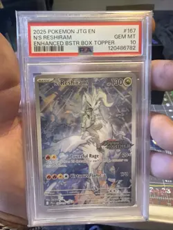 2025 Pokemon Journey Together N’s Reshiram #167 Enhanced Box Topper PSA 10 - Image 1