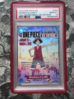 2026 ONE PIECE PROMOS COLLEGE BASKETBALL US VOYAGE MONKEY D. LUFFY PSA 10 - Image 1