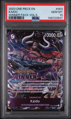 2023 ONE PIECE PROMOS #003 KAIDO WINNER PACK VOL 5 PSA 10 - Image 1