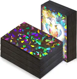 200 Pcs Holographic Card Sleeves Laser Flashing Black As Pictures Show - Image 1
