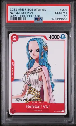 2022 ONE PIECE 009 NEFELTARI VIVI SUPER PRE-RELEASE PSA 10 GEM MINT - Image 1