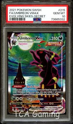 PSA 10 GEM MINT Umbreon VMAX 215/203 ALTERNATE ART HOLO Pokemon Card 332 - Image 1