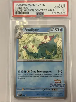 2025 POKEMON SVP ILLUSTRATION CONTEST 2024 PROMO #213 FERALIGATR PSA 10 - Image 2