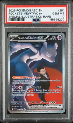 2026 POKEMON ASC EN-ASCENDED HEROES #281 TEAM ROCKET'S MEWTWO EX PSA 10 - Image 1