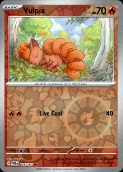 VULPIX 026/167 COMMON TWILIGHT MASQUERADE POKEMON REVERSE HOLO NM - Image 1