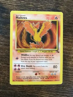Pokemon Fossil Moltres 27/62 Non Holo Rare LP - Image 1