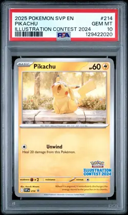 2025 POKEMON SVP EN-SV BLACK STAR PROMO ILLUSTRATION CONTEST 2024 PIKACHU PSA 10 - Image 1