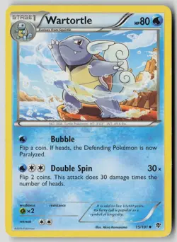 Wartortle 15/101 Uncommon Plasma Blast Pokemon DMG - Image 1