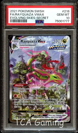 PSA 10 GEM MINT Rayquaza VMAX 218/203 ALTERNATE ART HOLO Pokemon Card 777 - Image 1