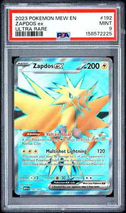 2023 POKEMON MEW EN-151 ULTRA RARE #192 ZAPDOS EX PSA 9 - Image 1
