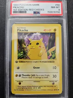 Pokemon PSA 8 1st Edition Shadowless Base Set Pikachu Red Cheeks 58/102 NM-MT - Image 1
