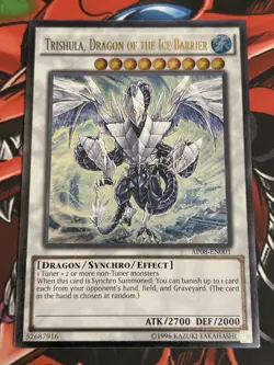 Yugioh Trishula, Dragon of the Ice Barrier AP08 - EN001 Ultimate Rare Near Mint - Image 1