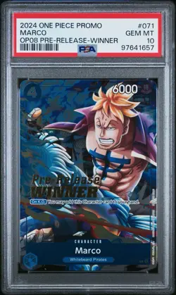 2024 One Piece Promo Marco OP08 Pre-Release Winner #P-071 PSA 10 GEM MT - Image 2