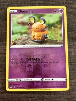 REVERSE HOLO Dedenne 077/185 - Yuka Morii Clay - Vivid Voltage Pokemon Card - Image 1