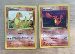 VINTAGE 1999 Pokemon Card Charmander Scratch Ember Fire Tail Basic Set Of 2 - Image 1