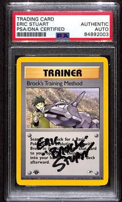 PSA Signed Eric Stuart Pokemon Brock's Training Method Gym Heroes 1st Ed 106/132 - Image 1
