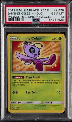 2017 POKEMON SM BLACK STAR PROMO #SM79 SHINING CELEBI-HOLO PSA 10 - Image 1