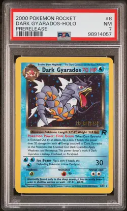 2000 POKEMON ROCKET PRERELEASE #8 DARK GYARADOS-HOLO PSA 7 - Image 1