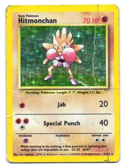 Hitmonchan 7/102 Holo Rare Base Set 1999-2000 Unlimited Pokemon DMG - Image 1