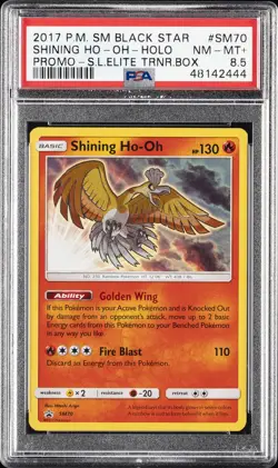 2017 POKEMON SM BLACK STAR PROMO #SM70 SHINING HO-OH-HOLO PSA 8.5 - Image 1