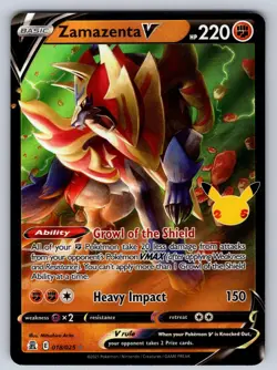 Zamazenta V 018/025 Holo V Rare Celebrations Pokemon Near Mint - Image 1