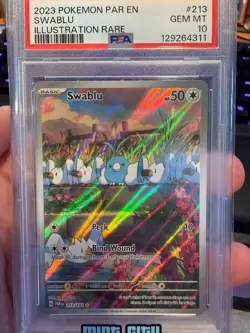 2023 Pokemon TCG Paradox Rift Swablu #213/182 PSA 10 GEM Mint Illustration Rare - Image 1
