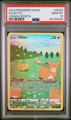 2023 Pokemon Full Art Ditto Crown Zenith GG22 PSA 10 - Image 1