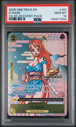 2025 ONE PIECE CHAMP 2025-26 EVENT PACK #101 O-NAMI PSA 10 - Image 1