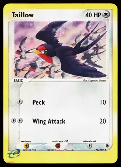 Taillow 72/109 Common Reverse Holo Ruby and Sapphire Pokemon Card - Image 1