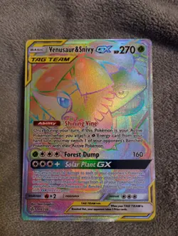 Pokemon TCG Venusaur & Snivy GX Cosmic Eclipse Rainbow Rare Card 249/236 NM - Image 1