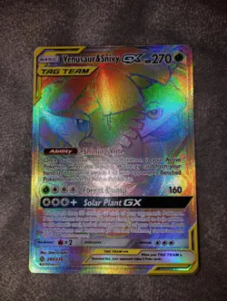 Pokemon TCG Venusaur & Snivy GX Cosmic Eclipse Rainbow Rare Card 249/236 NM - Image 2