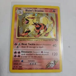 Pokemon Gym Challenge Blaine's Arcanine Holo Rare Card 1/132 Small Crease - Image 1