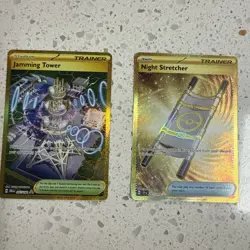 2 Pokemon Trainer Gold TCG Cards Jamming Tower 243/182 & Night Stretcher 251/191 - Image 1
