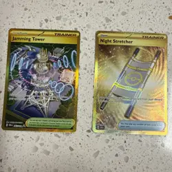 2 Pokemon Trainer Gold TCG Cards Jamming Tower 243/182 & Night Stretcher 251/191 - Image 2