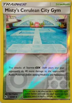 61/68 MISTY'S CERULEAN CITY GYM REVERSE HOLO HIDDEN FATES POKEMON CARD - Image 1