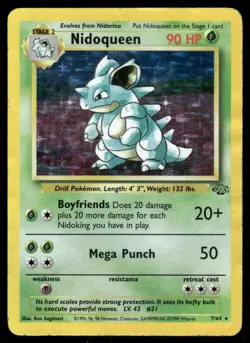 Pokemon Cards Nidoqueen 7/64 Jungle Holo Rare DMG *Crease and Large Whiteing* *2 - Image 1