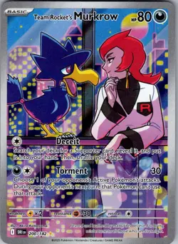 Team Rocket's Murkrow 200/182 Illustration Rare Destined Rivals Pokemon NM - Image 1
