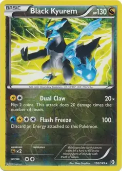 Lightly Played Black Kyurem - 100/149 - Rare - Reverse Holo Pokemon Boundaries C - Image 1