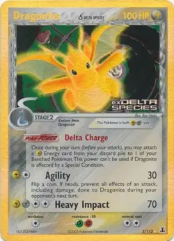 Heavily Played Dragonite (Delta) - 3/113 - Holo Rare - Reverse Holo Pokemon Delt - Image 1