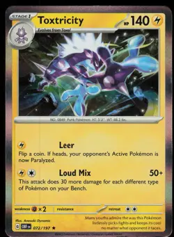Toxtricity 072/197 Rare Obsidian Flames Pokemon Holo Near Mint - Image 1