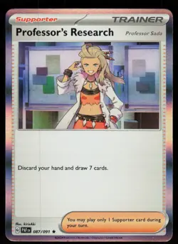 Professor's Research 087/091 Rare Paldean Fates Pokemon Holo Near Mint - Image 1