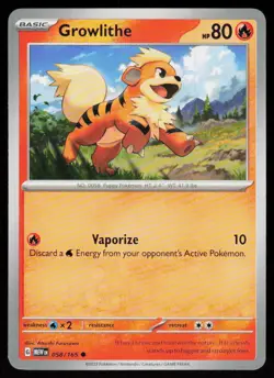 Growlithe 058/165 Common 151 Pokemon Near Mint - Image 1