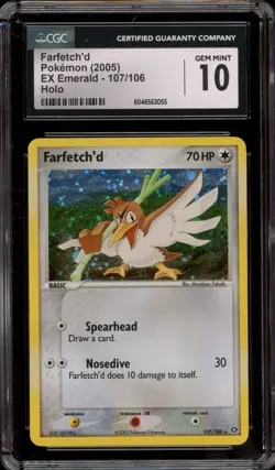 Pokemon Farfetch'd EX Emerald Holo Rare #107 CGC 10 Gem Mint - Image 1