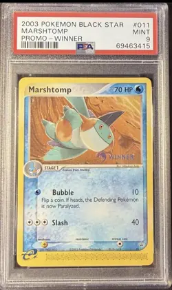 2003 Pokemon Black Star Promo 011 Marshtomp Winner PSA 9 Mint - Image 1