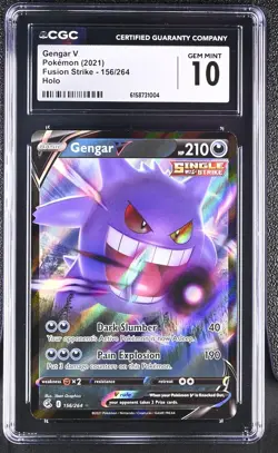 Pokemon Gengar V 156/264 Ultra Rare Fusion Strike - CGC 10 - Image 1