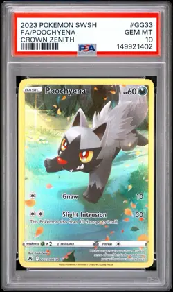 POKEMON TCG FULL ART Poochyena #GG33 CROWN ZENITH PSA 10 - Image 1