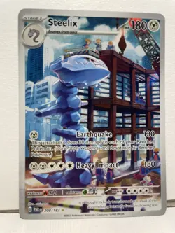 Pokemon TCG Steelix 208/182 SV04 Paradox Rift Illustration Rare Holo EN 2023 - Image 1