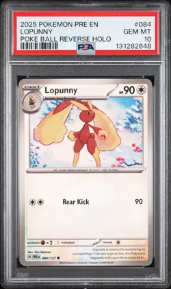 2025 POKEMON PRE EN-PRISMATIC EVOLUTIONS POKE BALL REVERSE HOLO LOPUNNY PSA 10 - Image 1